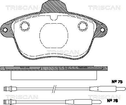 TRISCAN Piduriklotsi komplekt,ketaspidur 8110 28968