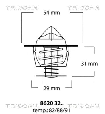 TRISCAN Термостат, охлаждающая жидкость 8620 3288