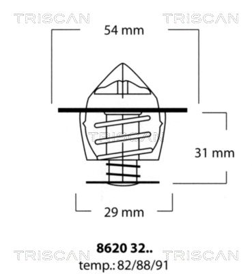 TRISCAN Термостат, охлаждающая жидкость 8620 3291