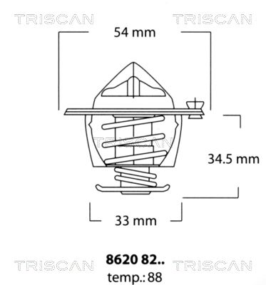 TRISCAN Термостат, охлаждающая жидкость 8620 8288