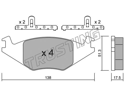 TRUSTING Комплект тормозных колодок, дисковый тормоз 049.0K