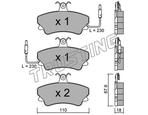 TRUSTING Комплект тормозных колодок, дисковый тормоз 071.0