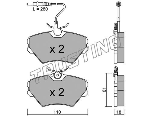 TRUSTING Комплект тормозных колодок, дисковый тормоз 108.0