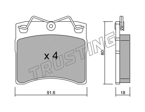 TRUSTING Комплект тормозных колодок, дисковый тормоз 166.0