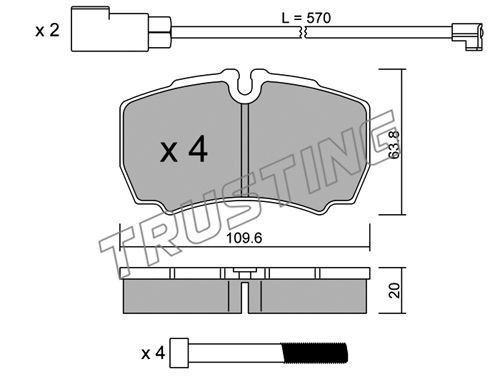 TRUSTING Комплект тормозных колодок, дисковый тормоз 620.2W