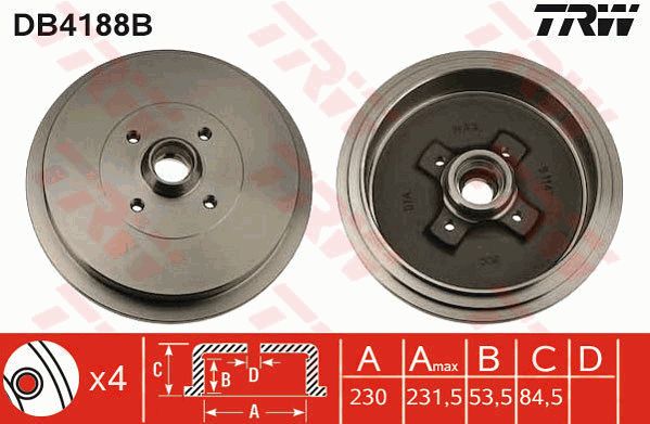 TRW Тормозной барабан DB4188B