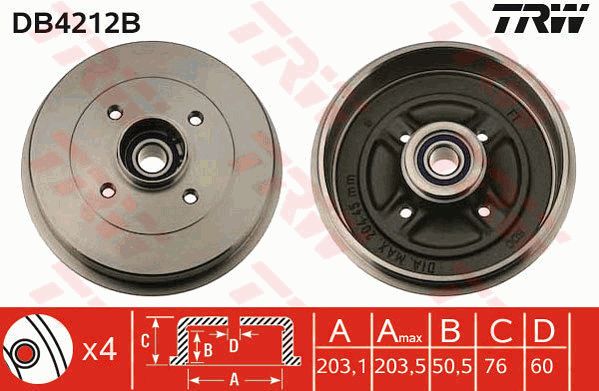 TRW Тормозной барабан DB4212B