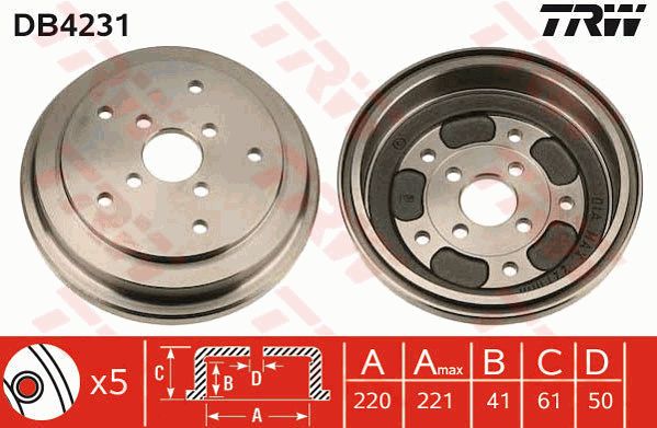 TRW Тормозной барабан DB4231