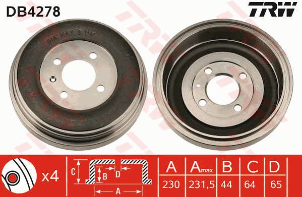 TRW Тормозной барабан DB4278