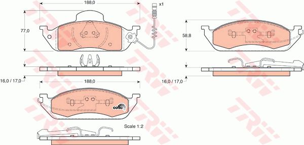 TRW Piduriklotsi komplekt,ketaspidur GDB1378