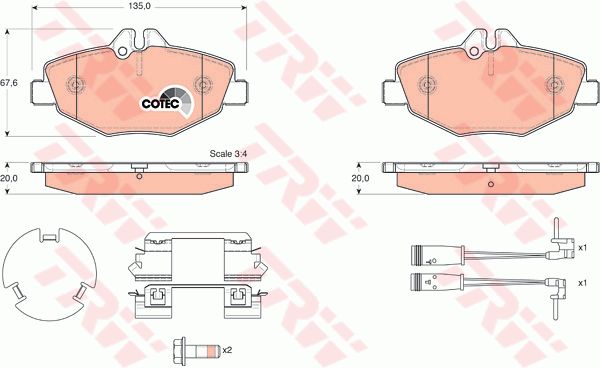 TRW Комплект тормозных колодок, дисковый тормоз GDB1542