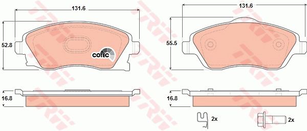 TRW Комплект тормозных колодок, дисковый тормоз GDB1570