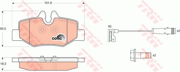 TRW Комплект тормозных колодок, дисковый тормоз GDB1601