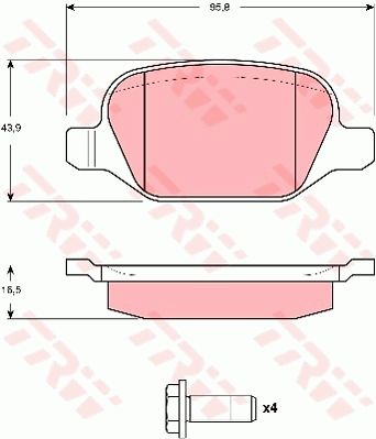 TRW Piduriklotsi komplekt,ketaspidur GDB1604