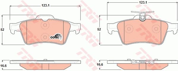TRW Комплект тормозных колодок, дисковый тормоз GDB1621