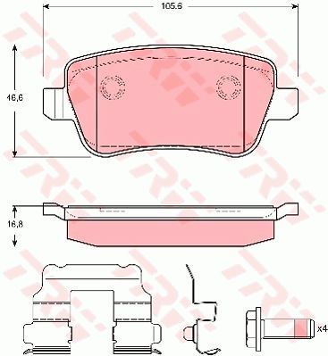 TRW Комплект тормозных колодок, дисковый тормоз GDB1637
