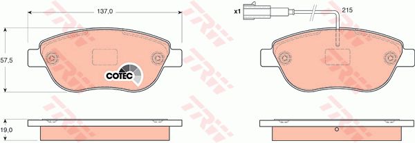 TRW Комплект тормозных колодок, дисковый тормоз GDB1655