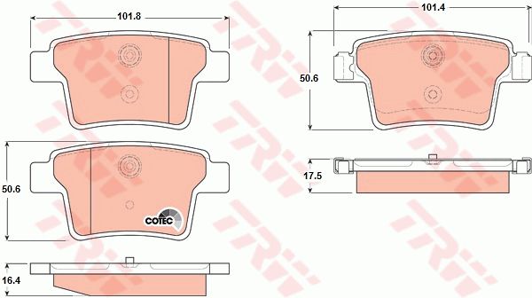 TRW Комплект тормозных колодок, дисковый тормоз GDB1665