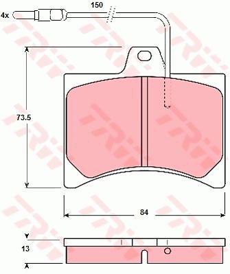 TRW Piduriklotsi komplekt,ketaspidur GDB276