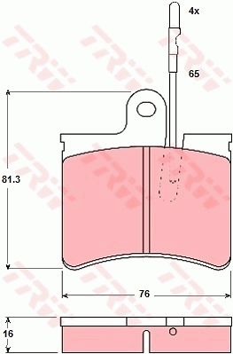 TRW Piduriklotsi komplekt,ketaspidur GDB287