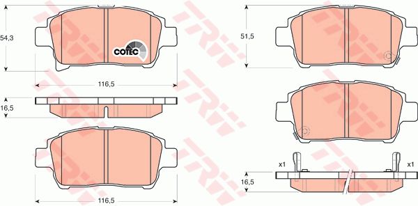 TRW Piduriklotsi komplekt,ketaspidur GDB3317