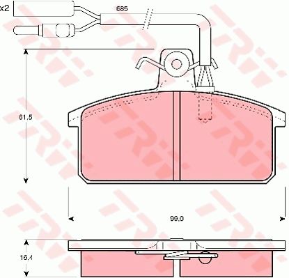 TRW Комплект тормозных колодок, дисковый тормоз GDB417