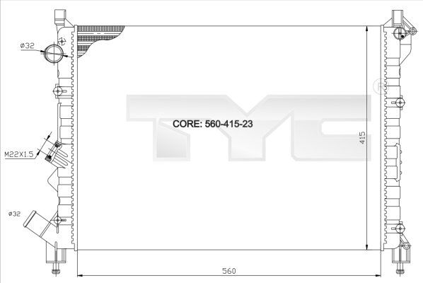 TYC Radiaator,mootorijahutus 728-0036