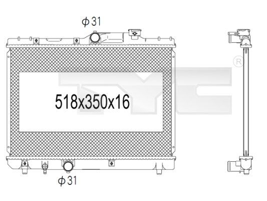 TYC Radiaator,mootorijahutus 736-1005