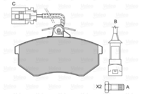 VALEO Piduriklotsi komplekt,ketaspidur 598016