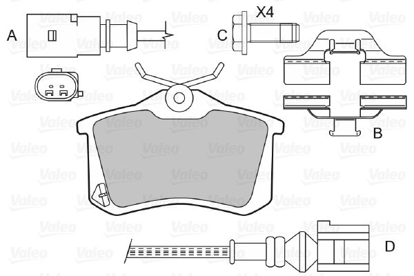 VALEO Piduriklotsi komplekt,ketaspidur 598474