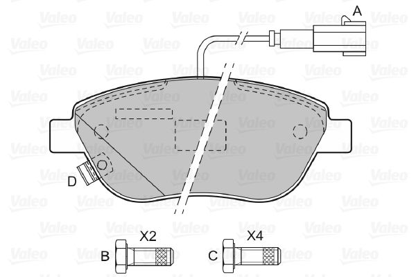 VALEO Piduriklotsi komplekt,ketaspidur 601069