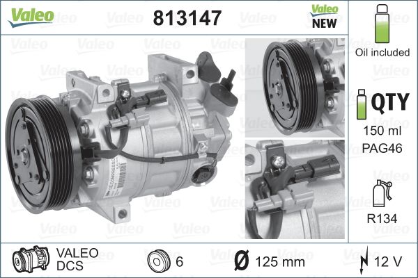 VALEO Компрессор, кондиционер 813147