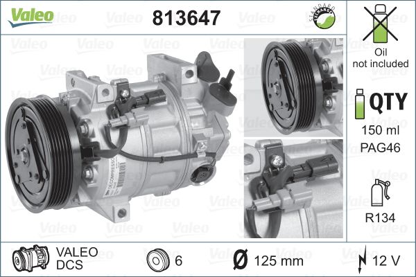 VALEO Компрессор, кондиционер 813647