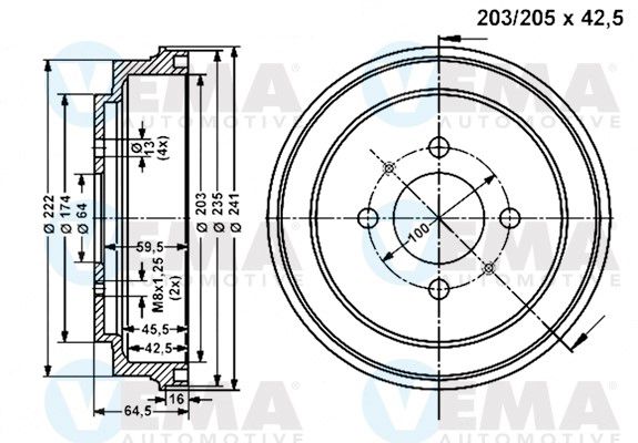 VEMA Тормозной барабан 801344