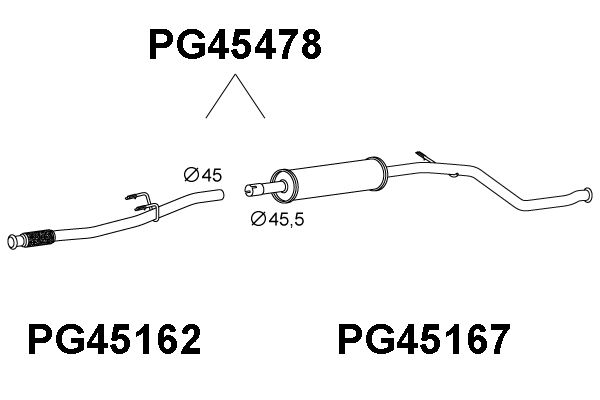 VENEPORTE Средний глушитель выхлопных газов PG45478