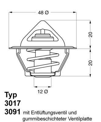 WAHLER Termostaat,Jahutusvedelik 3017.87D50