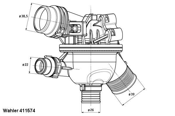 WAHLER Термостат, охлаждающая жидкость 411574.102D