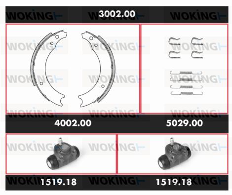 WOKING Комплект тормозов, барабанный тормозной механизм 3002.00