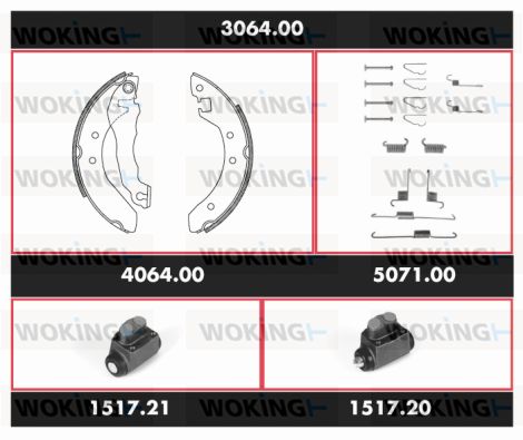 WOKING Комплект тормозов, барабанный тормозной механизм 3064.00