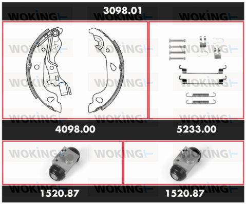 WOKING Комплект тормозов, барабанный тормозной механизм 3098.01