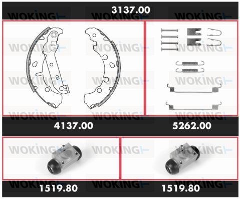 WOKING Комплект тормозов, барабанный тормозной механизм 3137.00