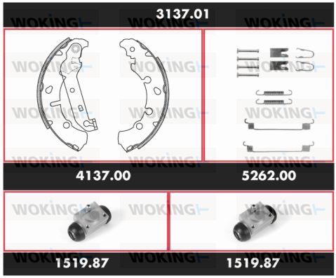 WOKING Комплект тормозов, барабанный тормозной механизм 3137.01