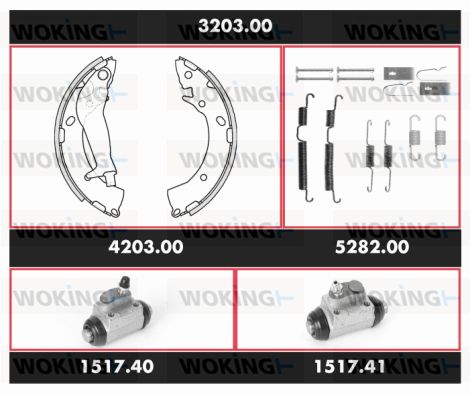 WOKING Комплект тормозов, барабанный тормозной механизм 3203.00