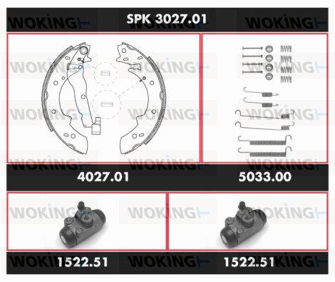 WOKING Комплект тормозов, барабанный тормозной механизм SPK 3027.01