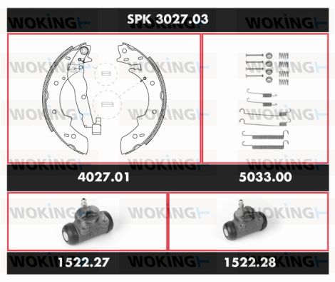 WOKING Комплект тормозов, барабанный тормозной механизм SPK 3027.03