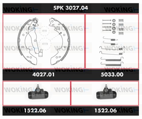 WOKING Комплект тормозов, барабанный тормозной механизм SPK 3027.04