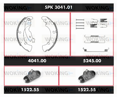 WOKING Комплект тормозов, барабанный тормозной механизм SPK 3041.01