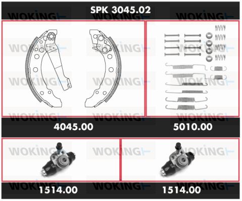 WOKING Комплект тормозов, барабанный тормозной механизм SPK 3045.02
