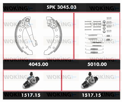 WOKING Комплект тормозов, барабанный тормозной механизм SPK 3045.03