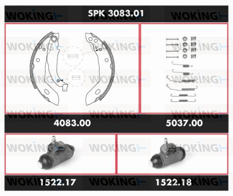 WOKING Комплект тормозов, барабанный тормозной механизм SPK 3083.01
